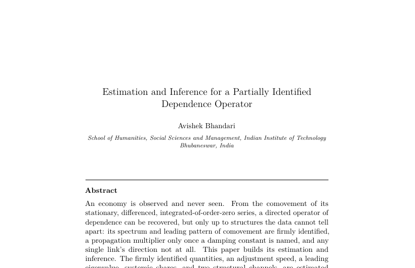 First-page preview of Estimation and Inference for a Partially Identified: Dependence Operator