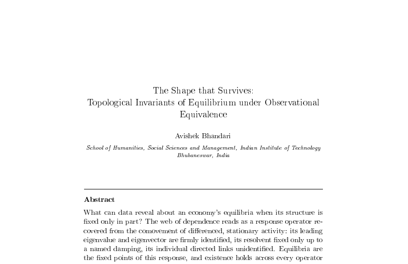 First-page preview of The Shape that Survives: Topological Invariants of Equilibrium under Observational Equivalence